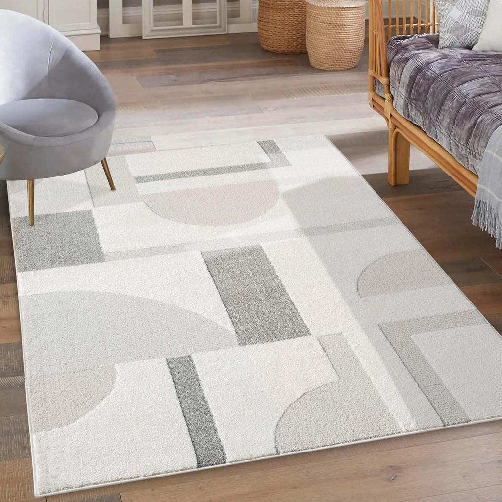 Thumbnail - carpet city Kurzflor-Teppich, Grau, Textil, Grafikmuster, Rechteckig, 120x170 cm, Oeko-Tex® Standard 100, für Fußbodenhe...