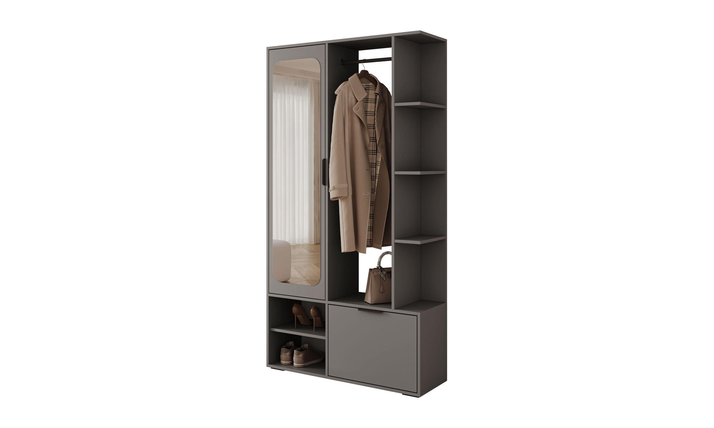 Lookway Garderobe Grau 100x188.5x33.1 cm