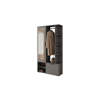 GARDEROBE NOLA 100/33,1/188,5 cm Grau matt mit Spiegel und Schuhschrank - Grau, Holzwerkstoff/Metall (100/188.5/33.1cm) - Lookway