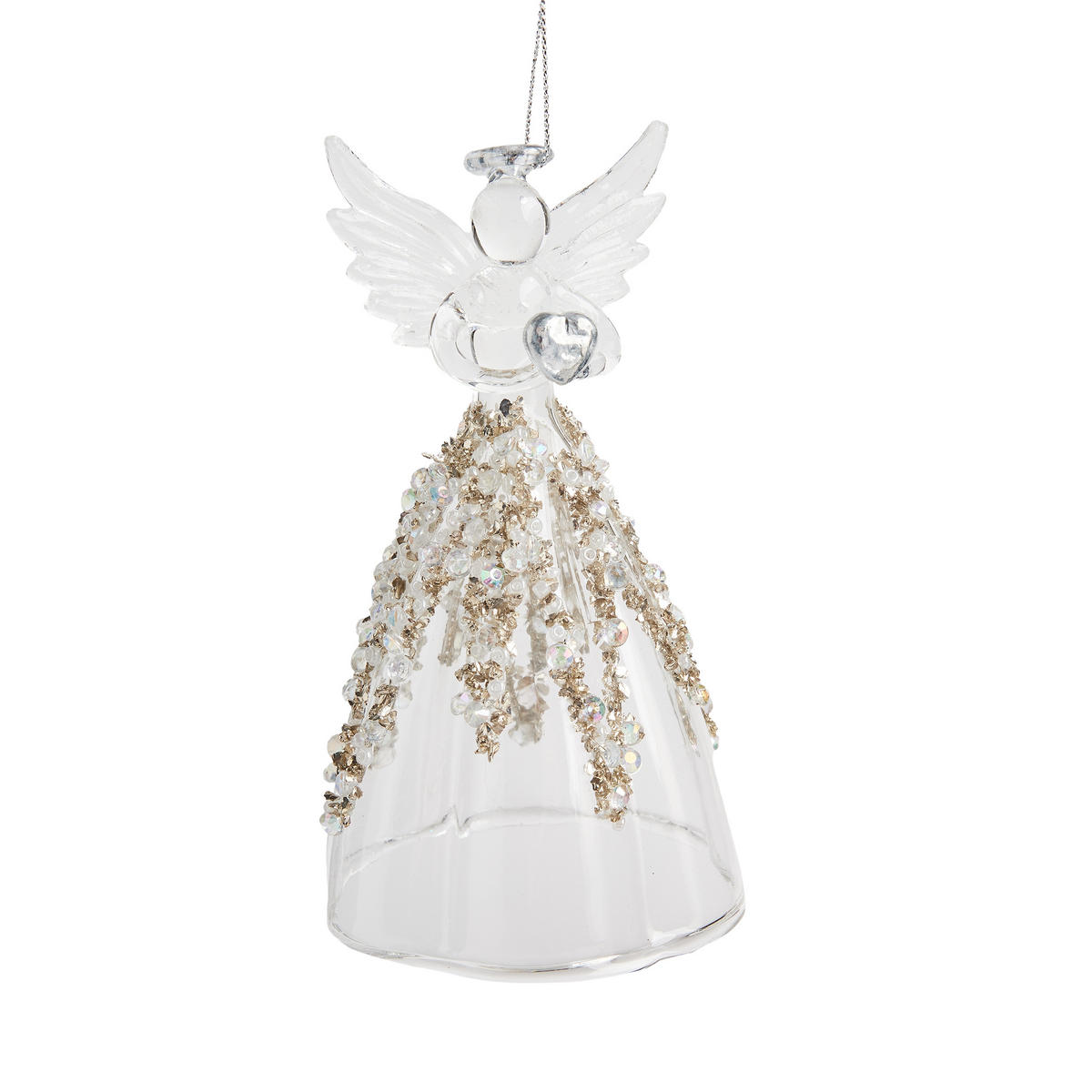 WANDDEKORATION Enhelini, Silber, 11.5 x 7 cm, Dekorative Weihnachtsdeko - Silberfarben, Glas (7/11.5/7cm) - home&you