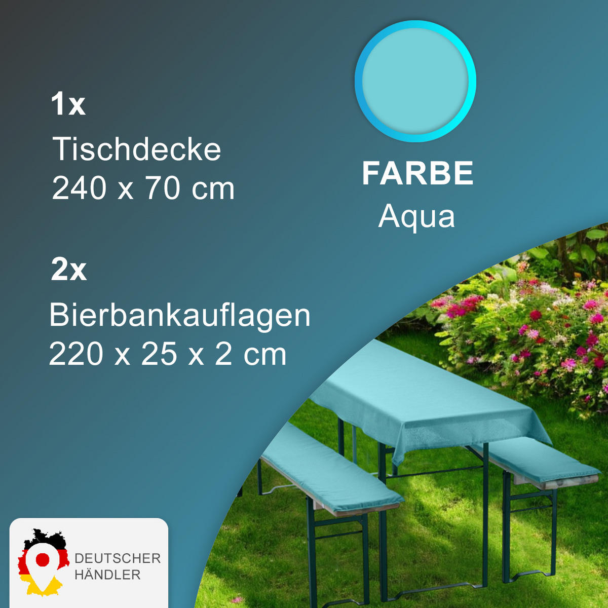BIERBANKAUFLAGEN Set 240x70 cm Aqua - Türkis, Textil (70/240cm) - NYVI