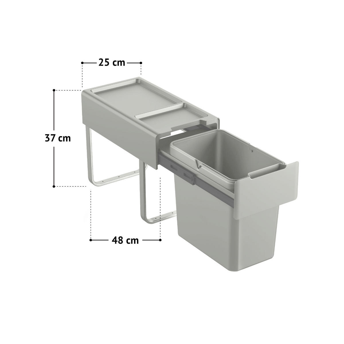 EINBAUMÜLLEIMER EM22 22L - Grau, Kunststoff (25/37/48cm) - SVITA