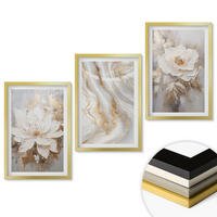 WANDBILDER 3er Set - 40x60 cm Goldrahmen - Abstrakte Blumen aus Marmor - Goldfarben, Kunststoff (40/60cm) - ArtPrintCave