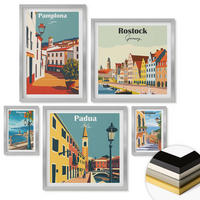 WANDBILDER 5er Set - 50x50 cm & 20x30 cm & 40x60 cm Silberner Rahmen - Architektur der Küstenstädte - Silberfarben, Kunststoff (40/60cm) - ArtPrintCave