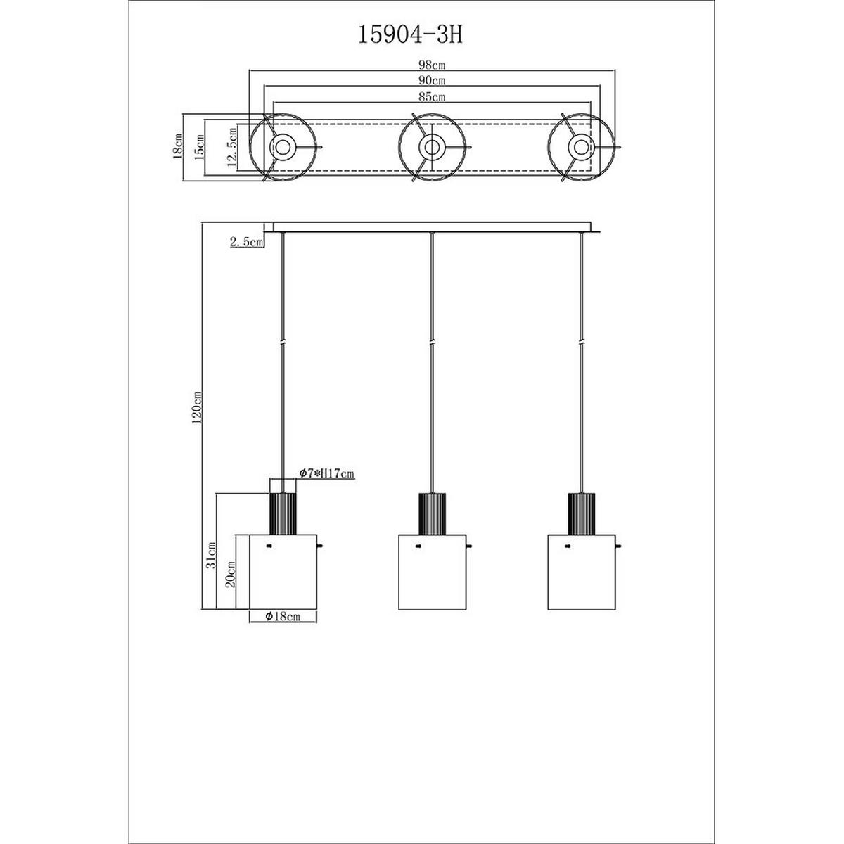 PENDELLEUCHTE Metall/Glas Grau, 3-flammig - Grau, Glas (98/18/120cm) - Globo Lighting