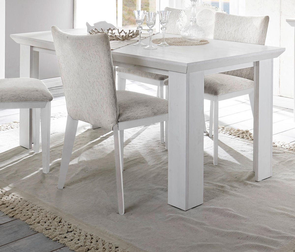 ESSTISCH Pinie weiß 160 x 90 cm, Küchentisch im Landhaus-Stil - Weiß, Holzwerkstoff (158/88/76cm) - Furn.Design
