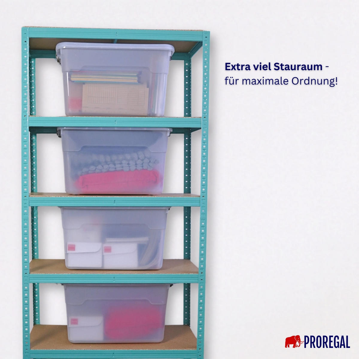 AUFBEWAHRUNGSBOX mit Deckel 60L im 4er Set Extra Groß Rollen transparent stapelbar - Transparent, Kunststoff (58/34/43cm) - PROREGAL