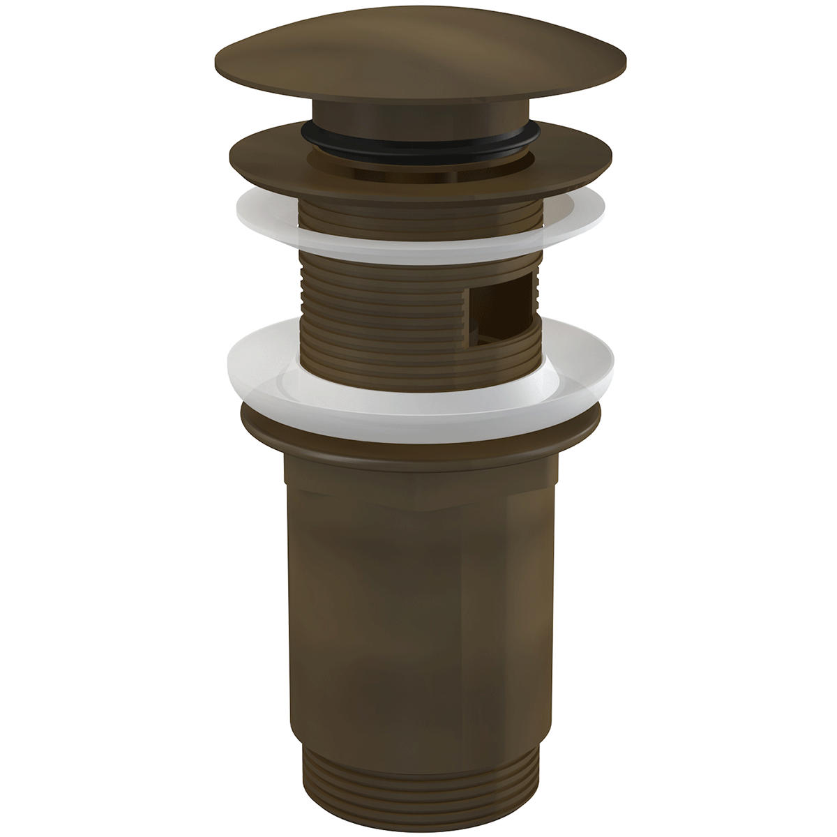 ABLAUFVENTIL Waschbecken CLICK/CLACK 5/4" Ganzmetall mit Überlauf, Bronze-Antic - Bronzefarben, Kunststoff (7.5/7.5/15cm) - Alcadrain