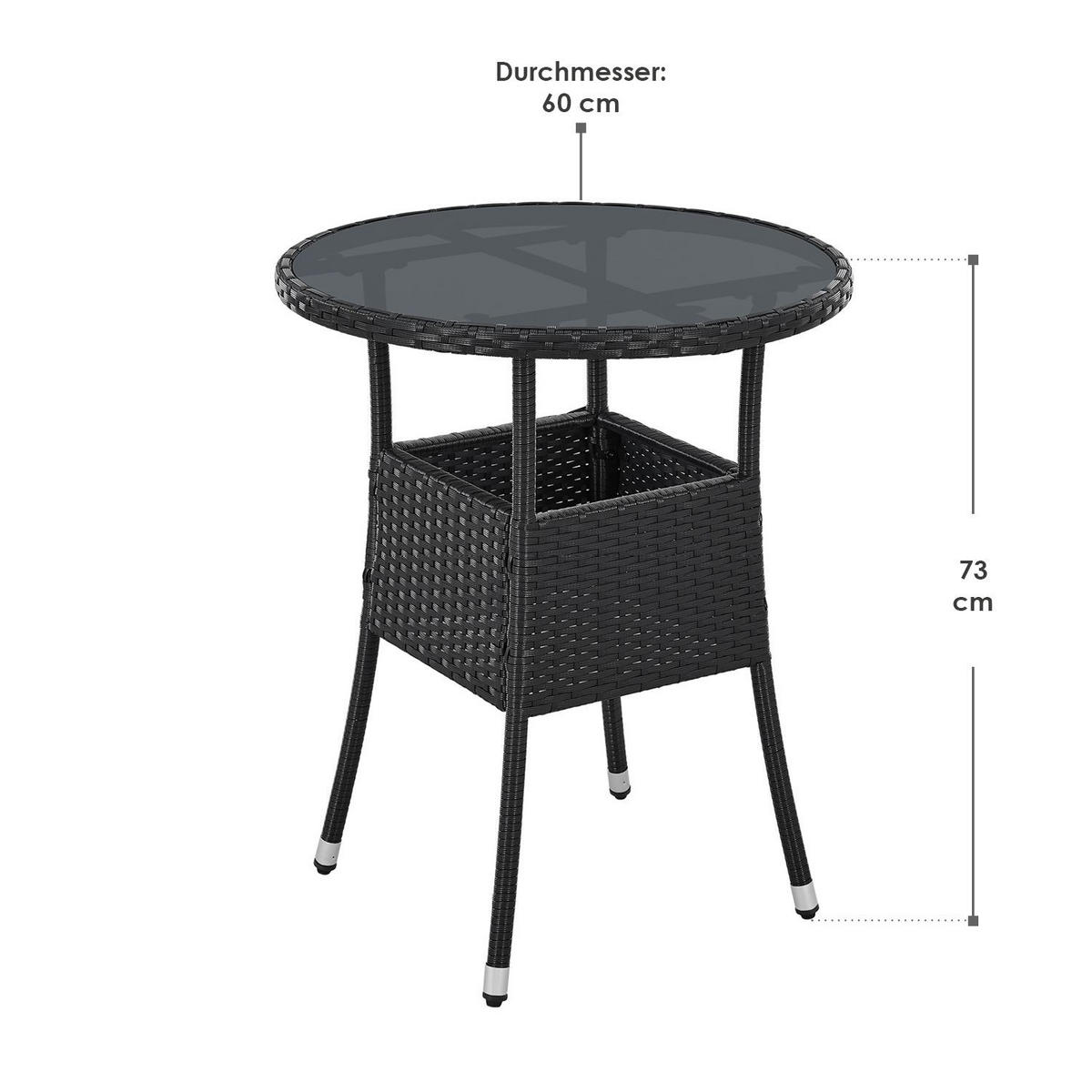 GARTENTISCH Yoro schwarz 60 cm - Schwarz, Kunststoff (60/60/73cm) - Juskys