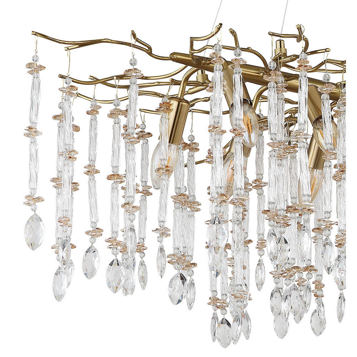KRONLEUCHTER Glaskristall 10 flammig - Goldfarben, Glas (100/60/120cm) - Globo Lighting