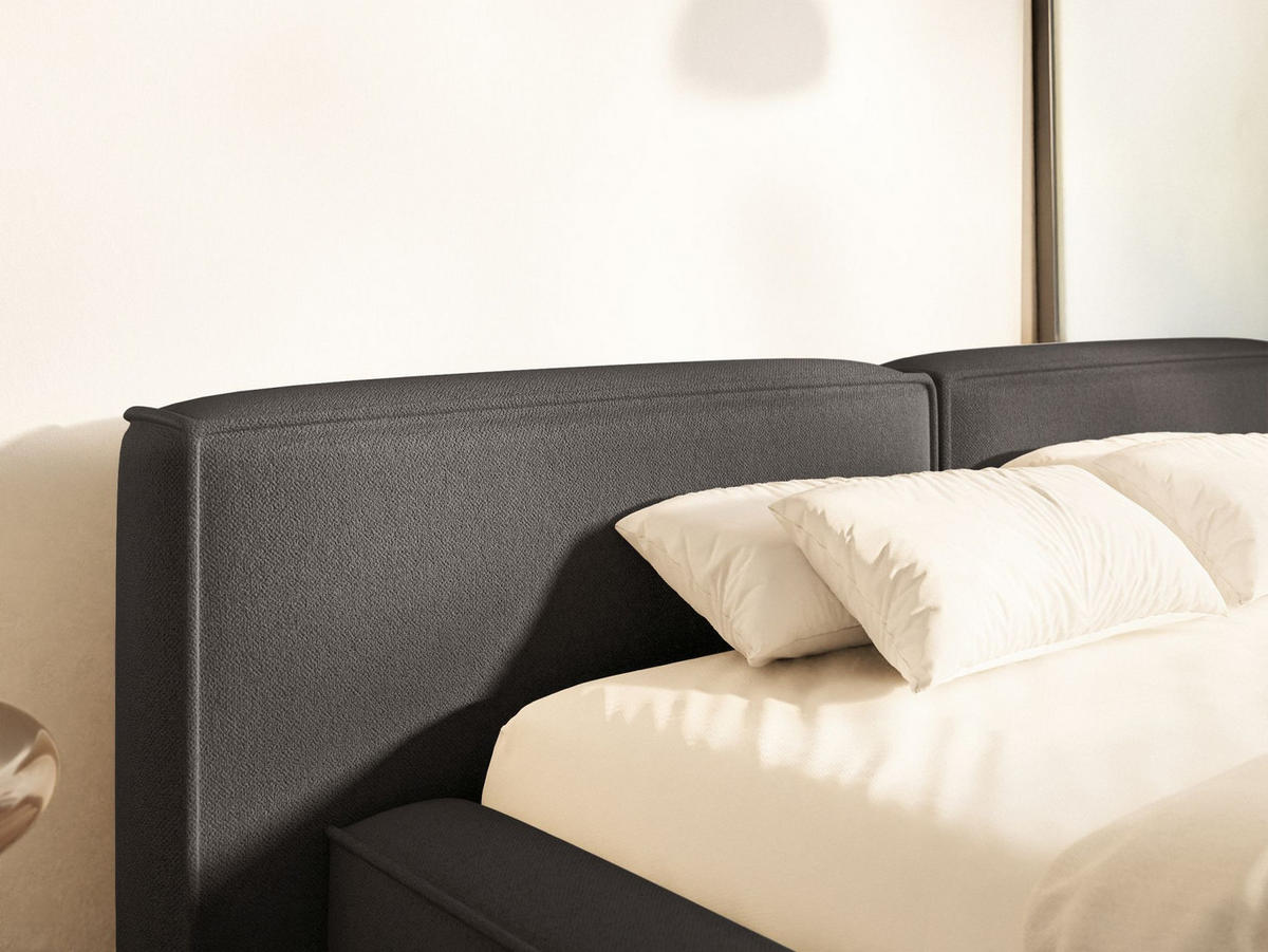 POLSTERBETT Tilves Low Grafitgrau 200x200 cm - Schwarz/Graphitfarben, Kunststoff/Textil (200/200cm) - Selsey