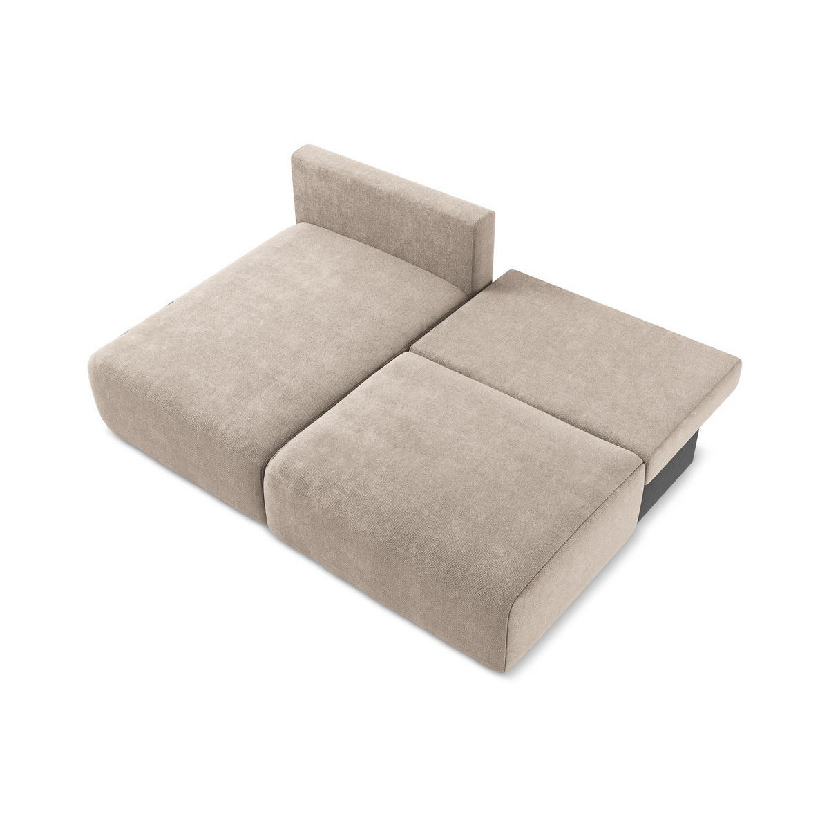 ECKSOFA mit Schlaffunktion links Chenille Stoff Beige - Beige/Schwarz, Kunststoff/Textil (149/210cm) - LaMiaSofa