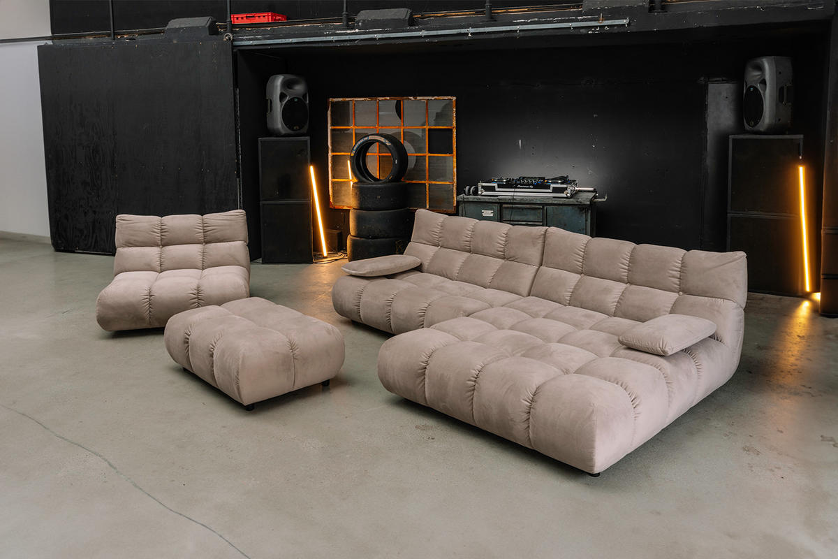SITZGRUPPE VIVIEN 3ER SET Braun Velvet (1er-Set) - Dunkelbraun/Braun, Kunststoff/Textil (510/85/359cm) - KAWOLA