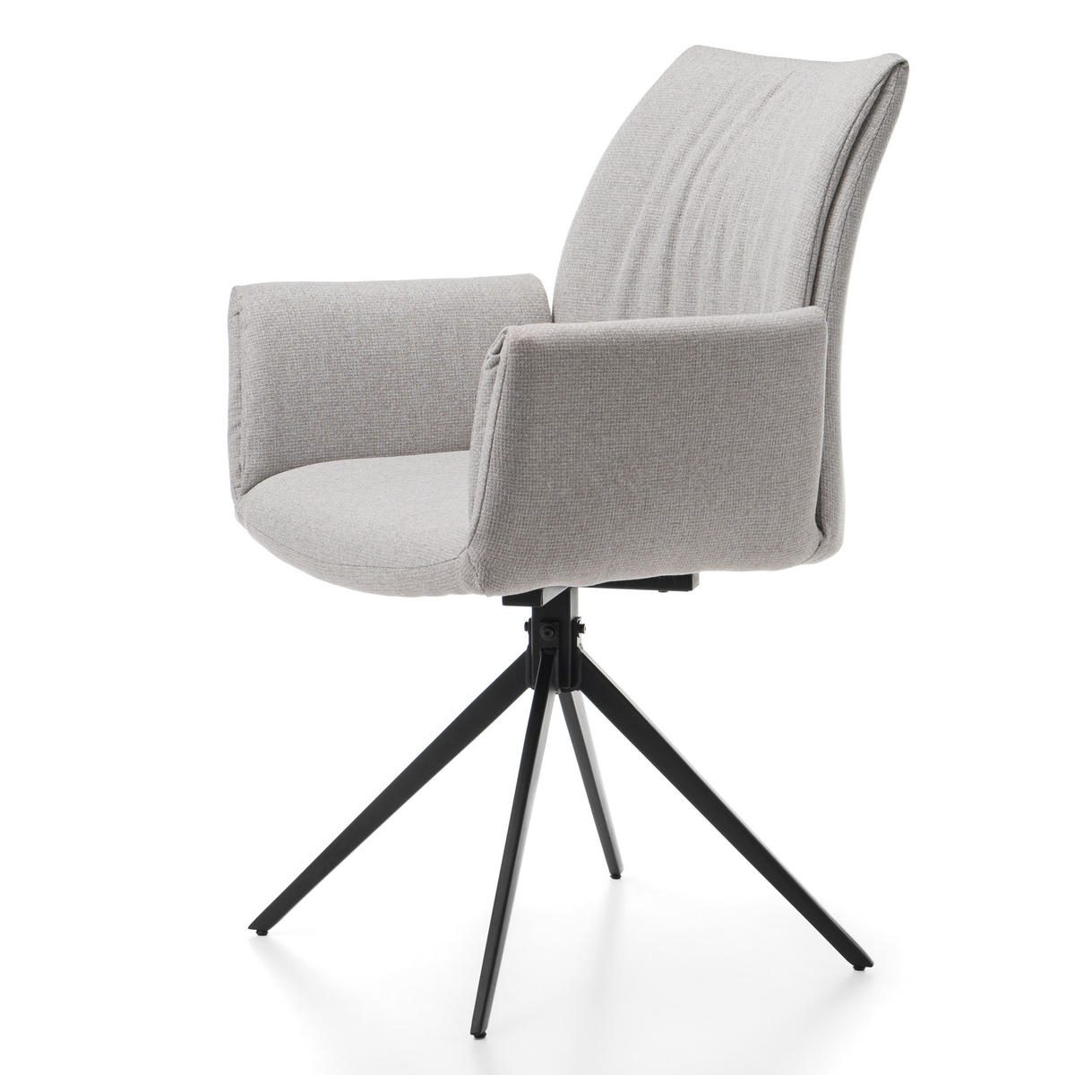 STUHL PRATO gepolstert mit Steppung - grau - Chenille - Schwarz/Grau, Textil/Metall (60/89/63cm) - NEW HOME
