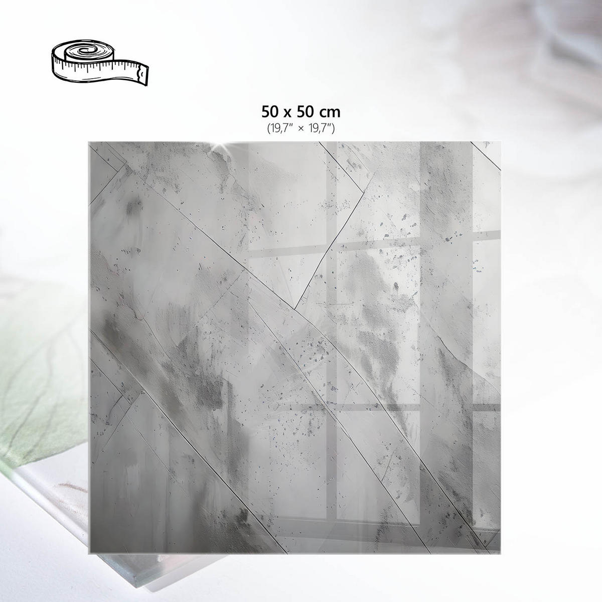 TISCHPLATTE 50x50 cm – Geometrische Textur - Violett, Glas (50/50/0.4cm) - Wallfluent