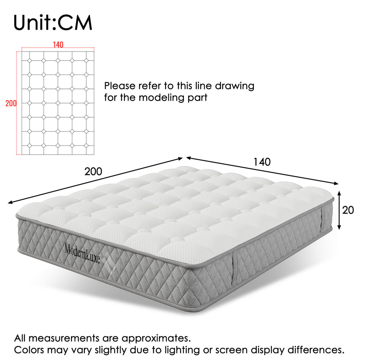 ČALOUNĚNÁ postel 140/200 cm béžová z lnu s USB-C a 4 zásuvkami s matrací - béžová, textil (140/200cm) - OKWISH