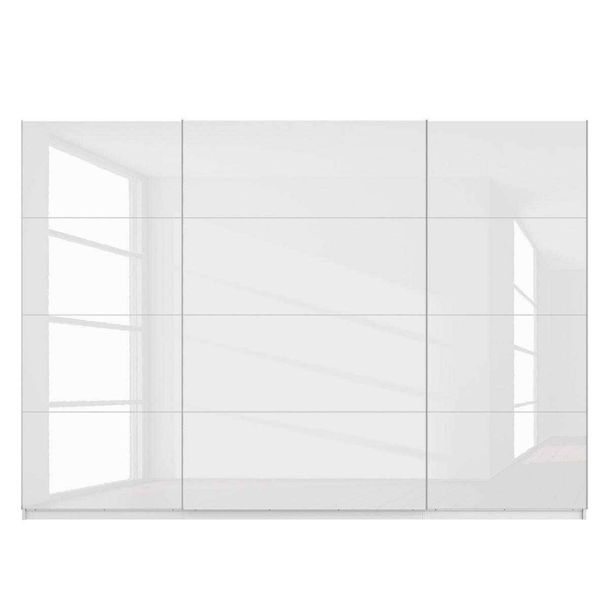 SCHWEBETÜRENSCHRANK - Weiß Hochglanz/Weiß, Holzwerkstoff (315/222/68cm) - home24