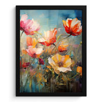 GERAHMTES BILD Blumen - Aquarell - Kunst - Botanisch - Natur 30x40 cm - Orange, Papier (30/40cm) - MuchoWow