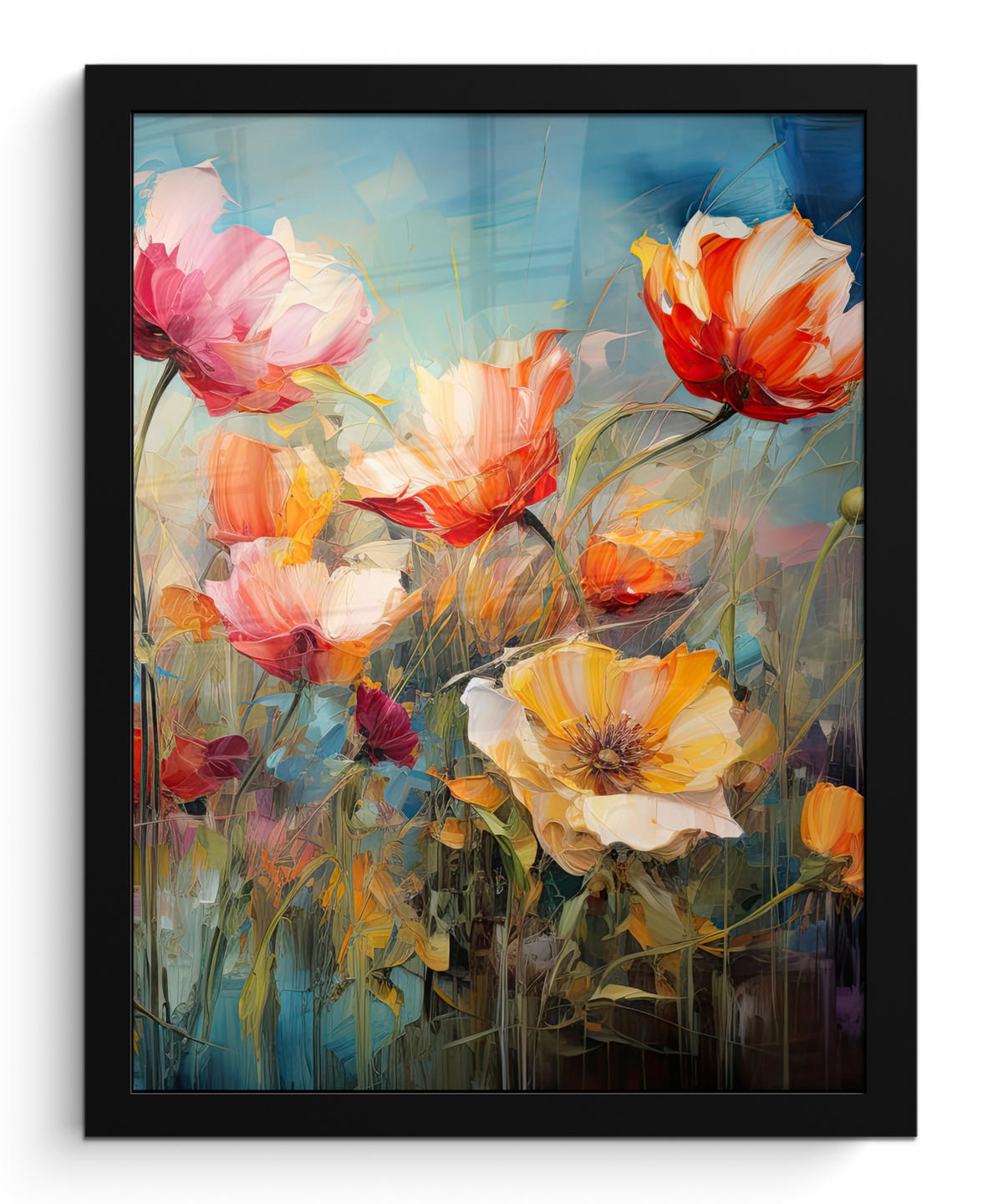 GERAHMTES BILD Blumen - Aquarell - Kunst - Botanisch - Natur 30x40 cm - Orange, Papier (30/40cm) - MuchoWow
