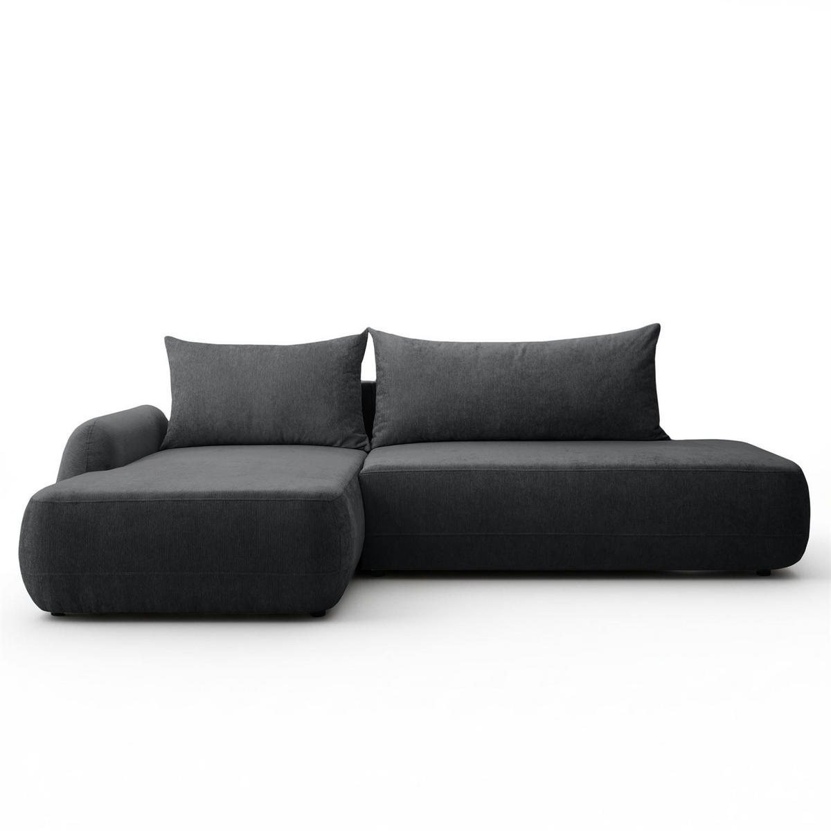 ECKSOFA GOYA mit Schlaffunktion und Bettkasten, Linke, Perfect Harmony 90 - Graphitfarben, Textil (184/302cm) - Lookway