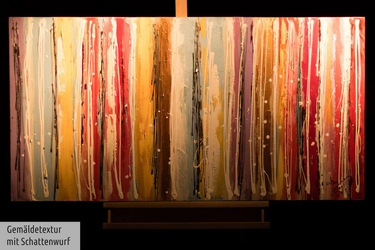 ACRYLBILD HANDGEMALT 120/60 cm - Blau/Gelb, Holz/Textil (120/60cm) - KUNSTLOFT