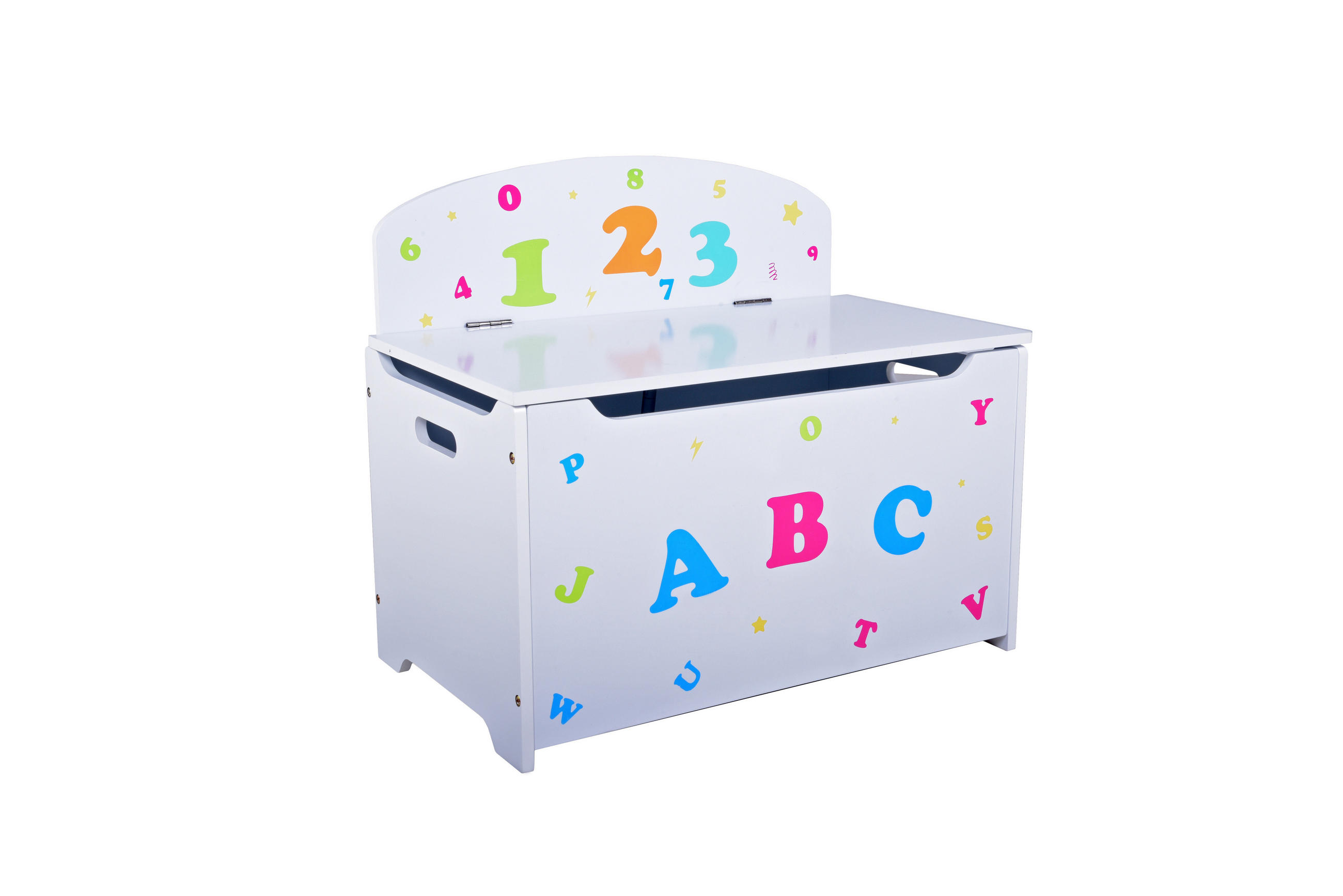 KINDER-TRUHENBANK Abc Stauraum Holz Weiß 53x35,5x60cm - Weiß, Holz (35.5/53/60cm) - DELUKE
