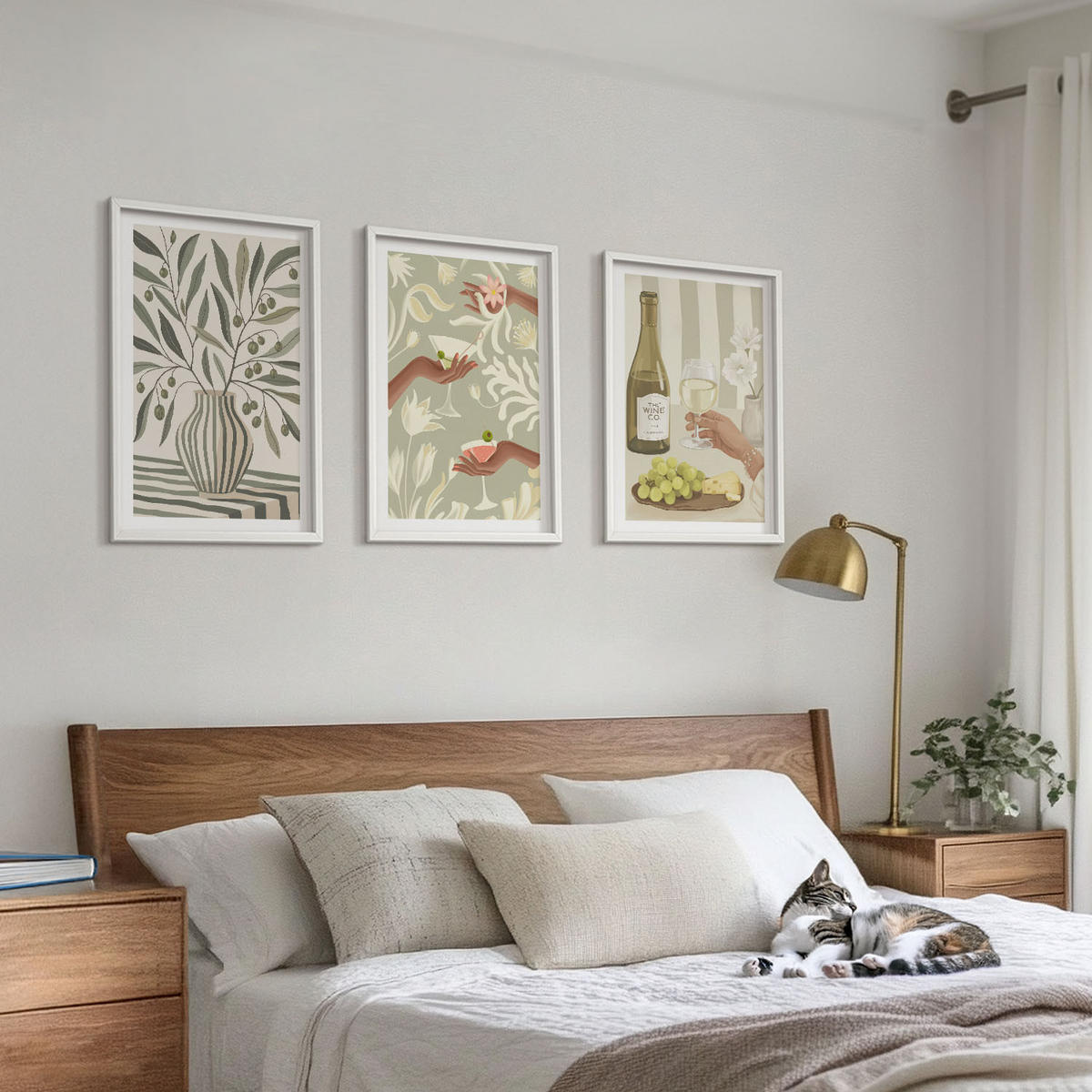 BILDER SET 3er Set - 40x60 cm Weißer Rahmen - Rustikale Cocktails mit Olivenblüten - Weiß, Kunststoff (40/60cm) - TULUP