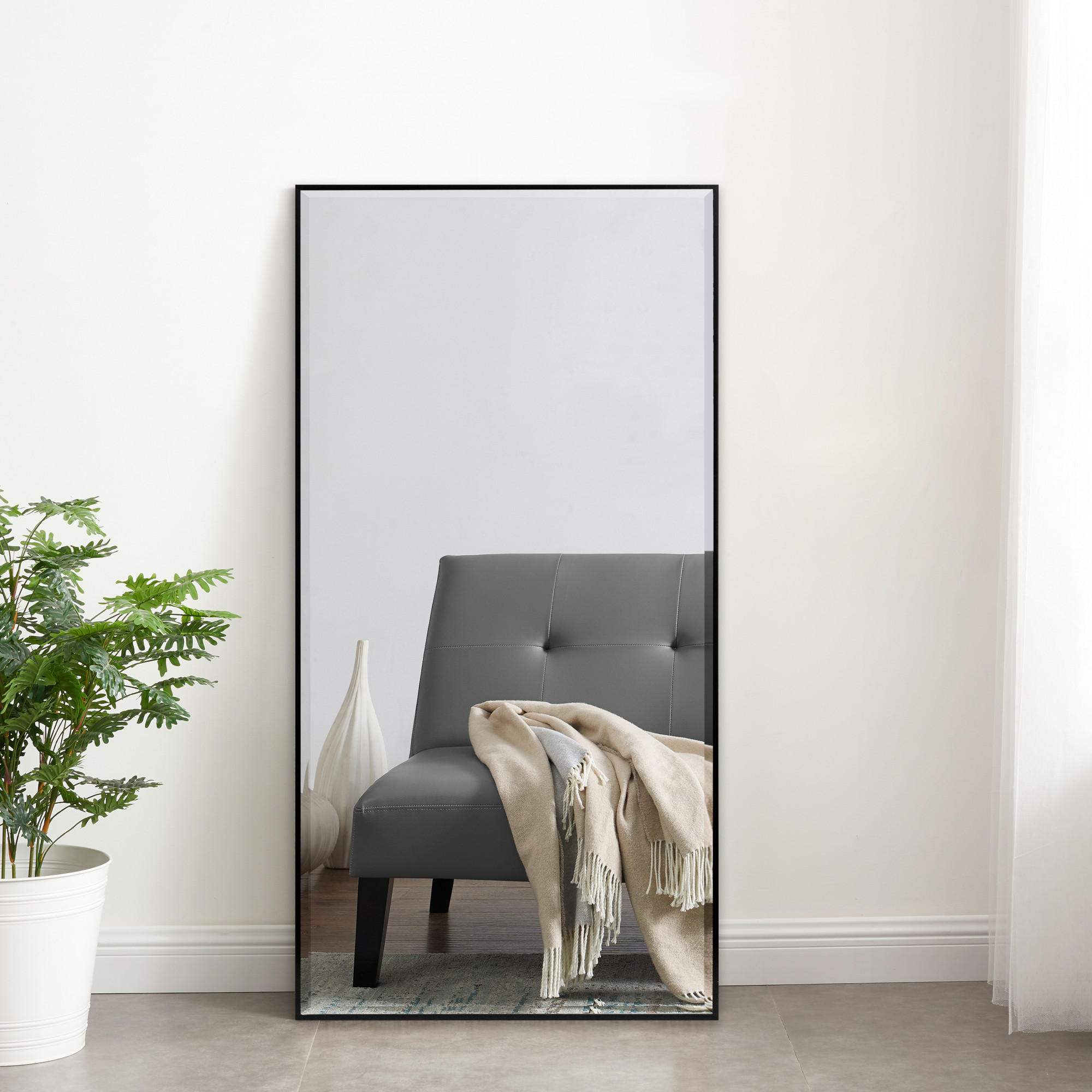 WANDSPIEGEL Novoli - Schwarz, Glas/Kunststoff (50/4/100cm) - [en.casa]