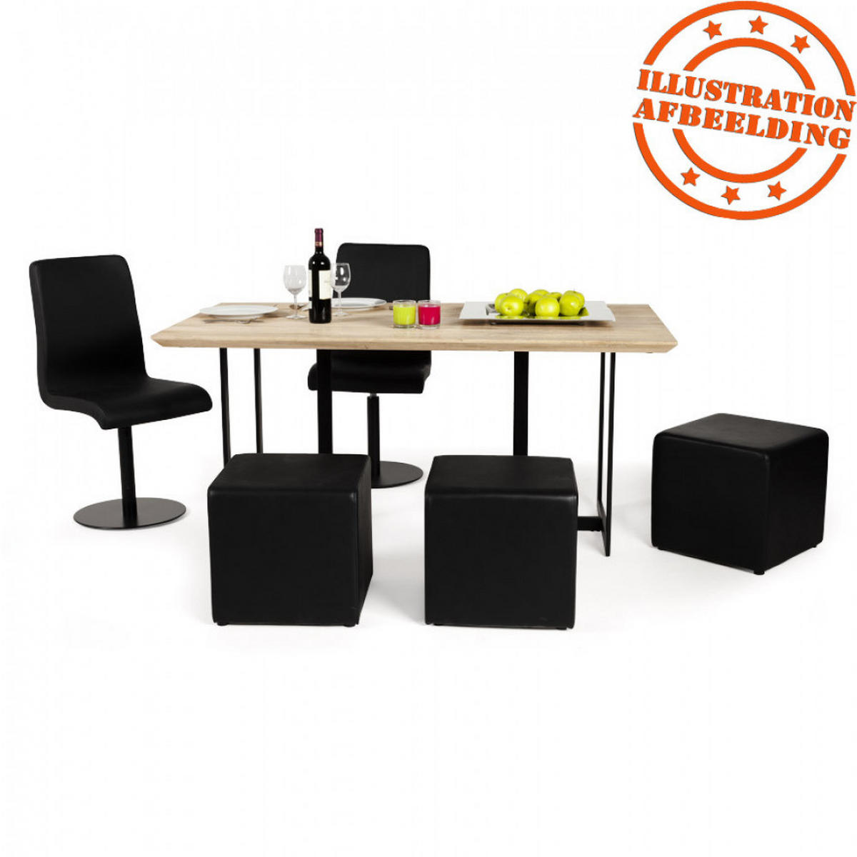 HOCKER, SESSEL UND STUHL Schwarz 41x41x41cm - Schwarz, Leder (41/41/41cm) - AlterEgo