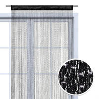 FADENVORHANG Lurex schwarz/silber 245/90 cm Glitzer-Effekt Stangendurchzug kürzbar - Schwarz, Textil (90/245/1cm) - wometo