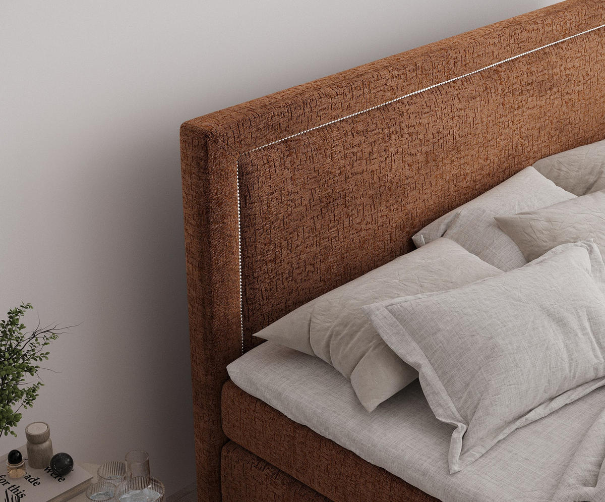 BOXSPRINGBETT Lavenda Kupferfarbe 180/200 cm - Schwarz/Kupferfarben, Holz/Holzwerkstoff (180/200cm) - Maison de Reve