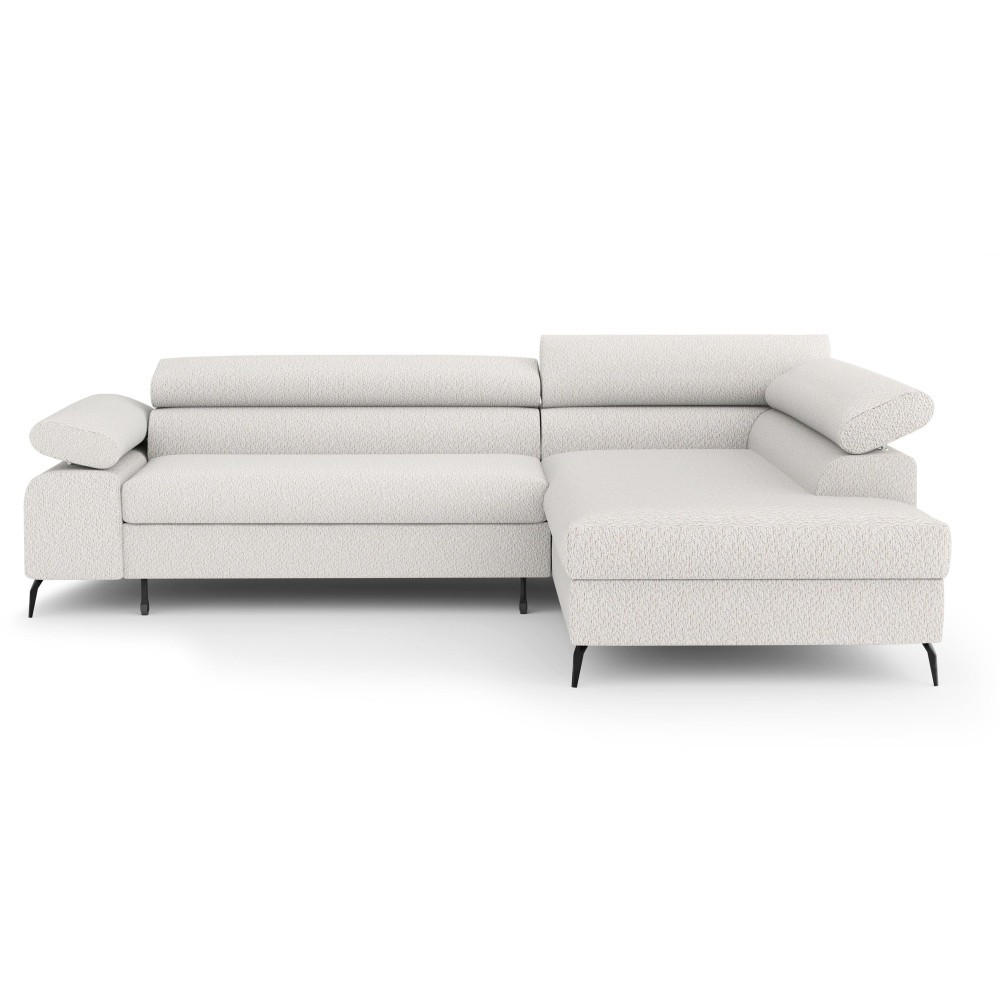 ECKSCHLAFSOFA Mellow mit Bettkasten, Beige, rechts - Beige/Schwarz, Textil (270/205cm) - Beautysofa