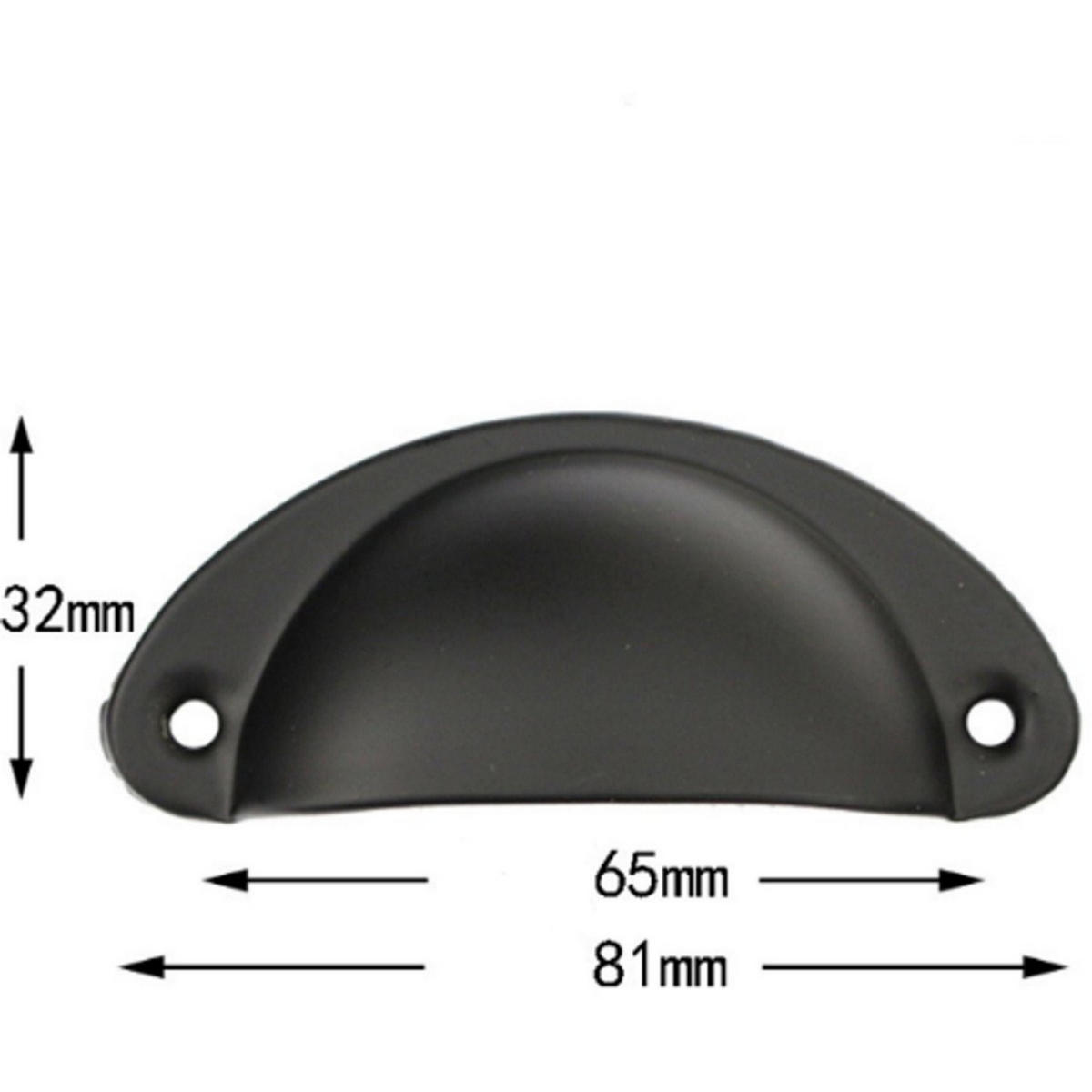 MUSCHELGRIFF 24er-Set Schwarz Eisen Lochabstand 65 mm mit Schrauben Küche Kommode - Schwarz, Metall (3.1/3.1/8.1cm) - MCBOSON