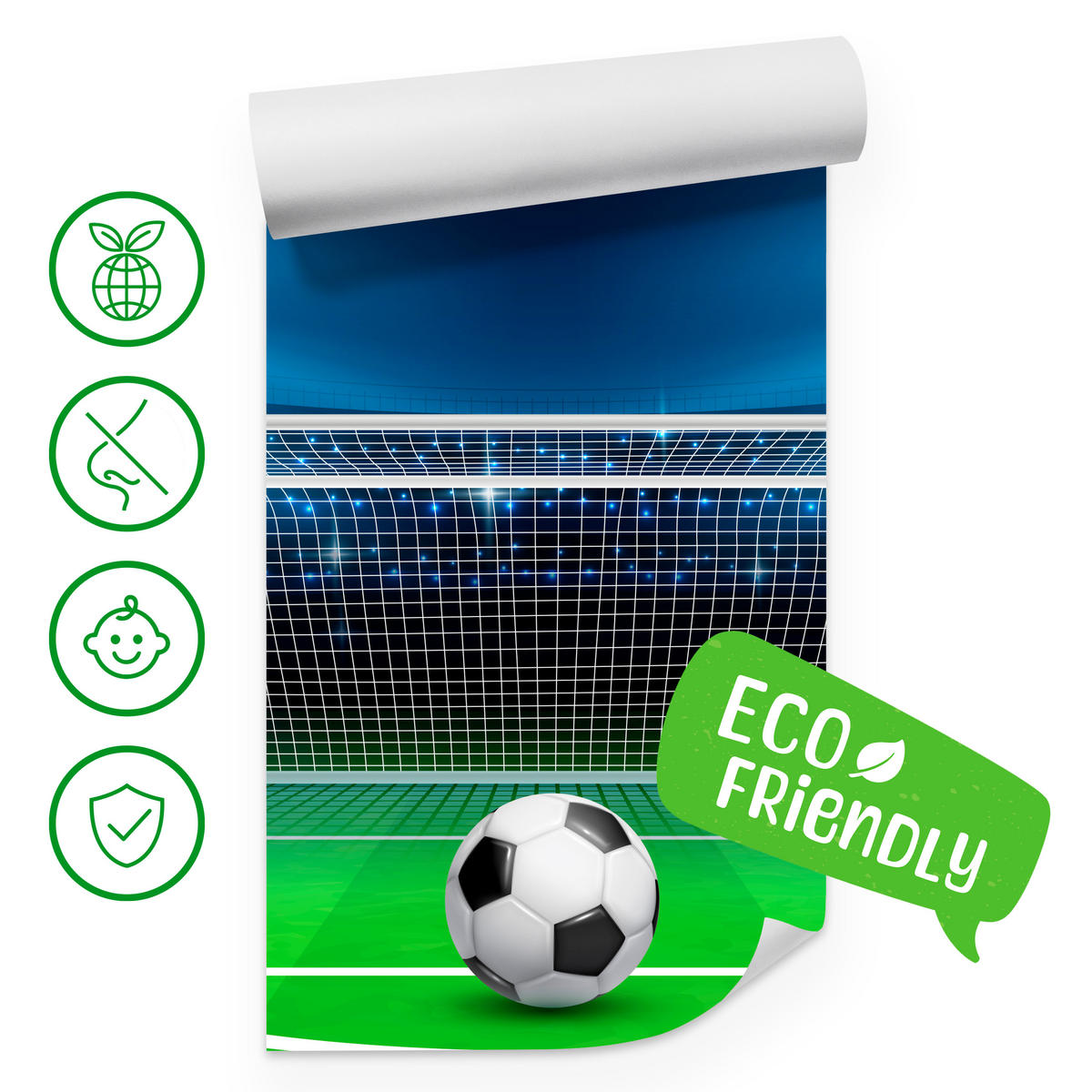 FOTOTAPETE für Jugendzimmer Elfmeter Schuss Linie Fußball 250x175 - Blau/Schwarz, Papier (250/175cm) - Muralo