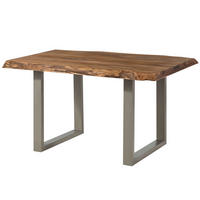 BAUMTISCH Sheesham 140x90x77 natur gebeizt / U-Beine silber matt FREEFORM 5 - Naturfarben, Holz (140/90/77cm) - Massivmoebel24