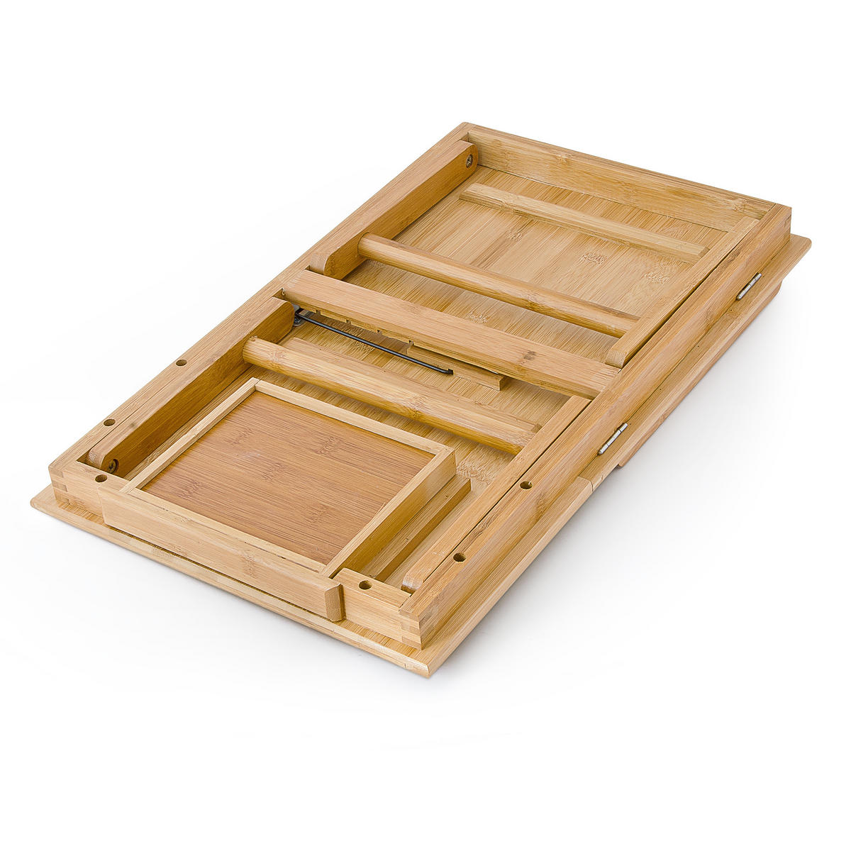 PODNOS prírodná bambus skladací výškovo nastaviteľný - svetlohnedá, drevo (55/33/24cm) - Relaxdays