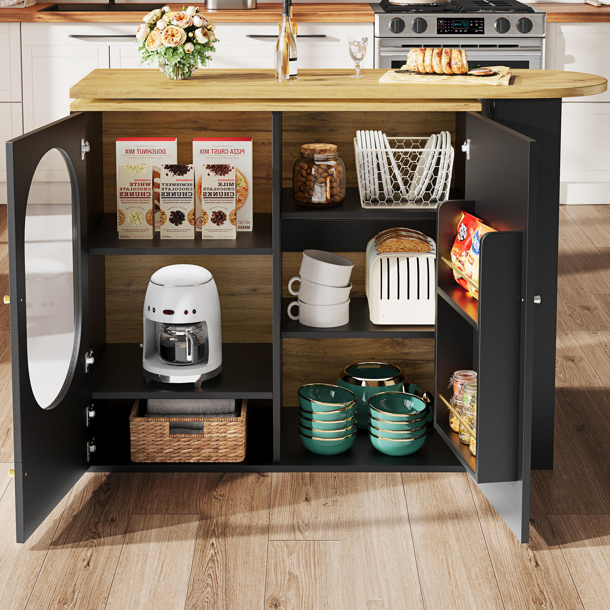 BARTISCH 360° 138x39x102cm 3 Türen Stauraum Schwarz - Schwarz, Metall (73/137.9/92.5cm) - FLIEKS