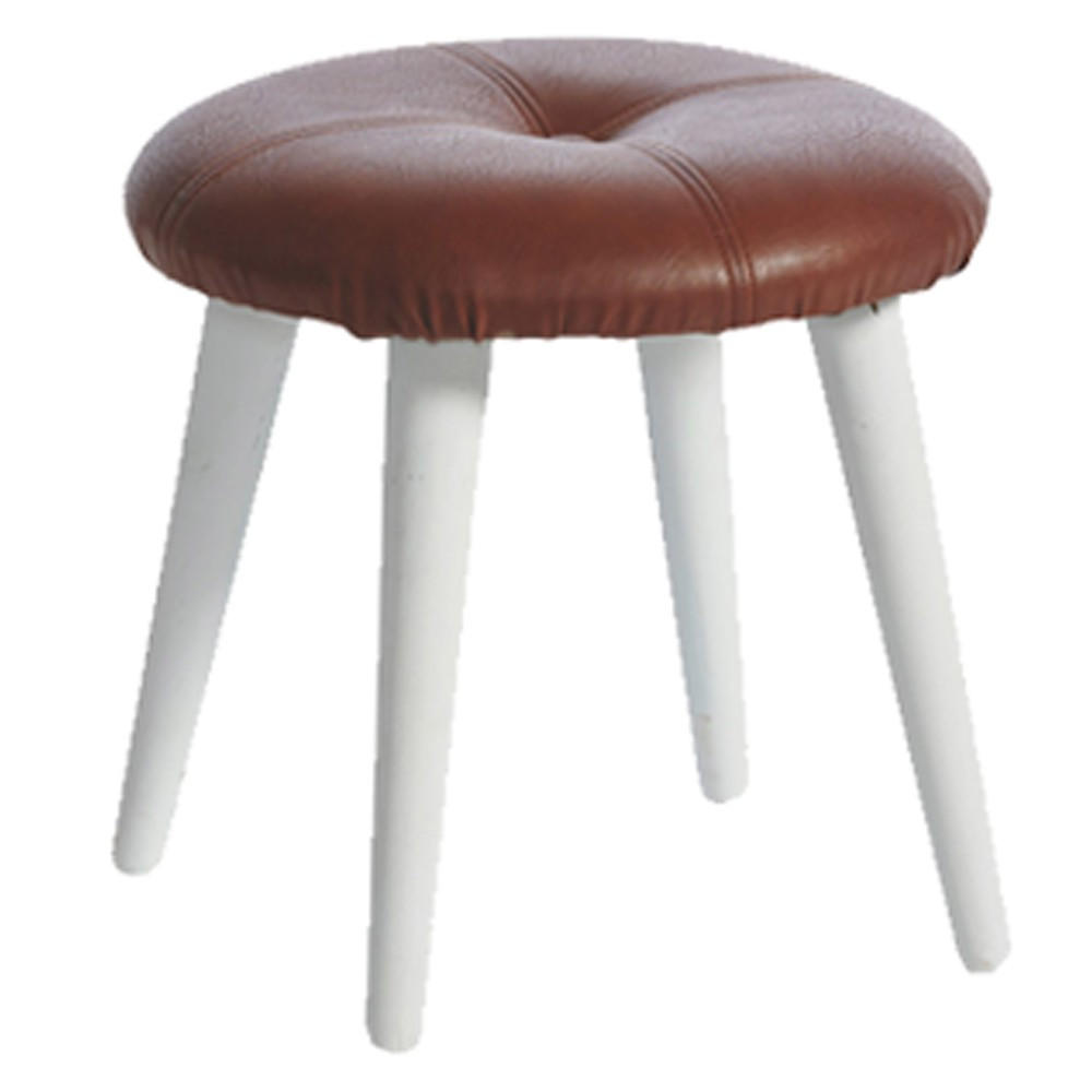 HOCKER Ø36x32 cm, Kunstleder-Holz, Braun-Weiß - Braun/Weiß, Holz (36/32/36cm) - dasmöbelwerk