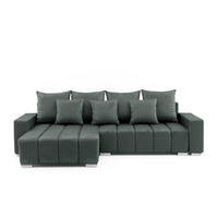 ECKSOFA Piano L Links mit Schlaffunktion 137x234 Velours Grün - Silberfarben/Grün, Holz/Textil (278/178cm) - Muffo