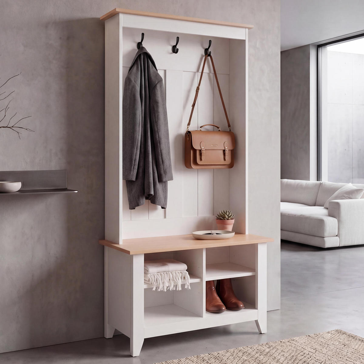 GARDEROBE Weiß, Beige - Beige/Weiß, Holz (76/170/39cm) - MCW
