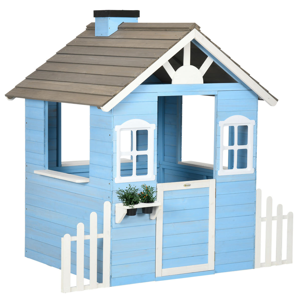 SPIELHAUS DE-18689 mit Tür und Fenstern, für 3–7 Jahre Blau - Blau, Holzwerkstoff (112.5/142/151cm) - ComfortXL