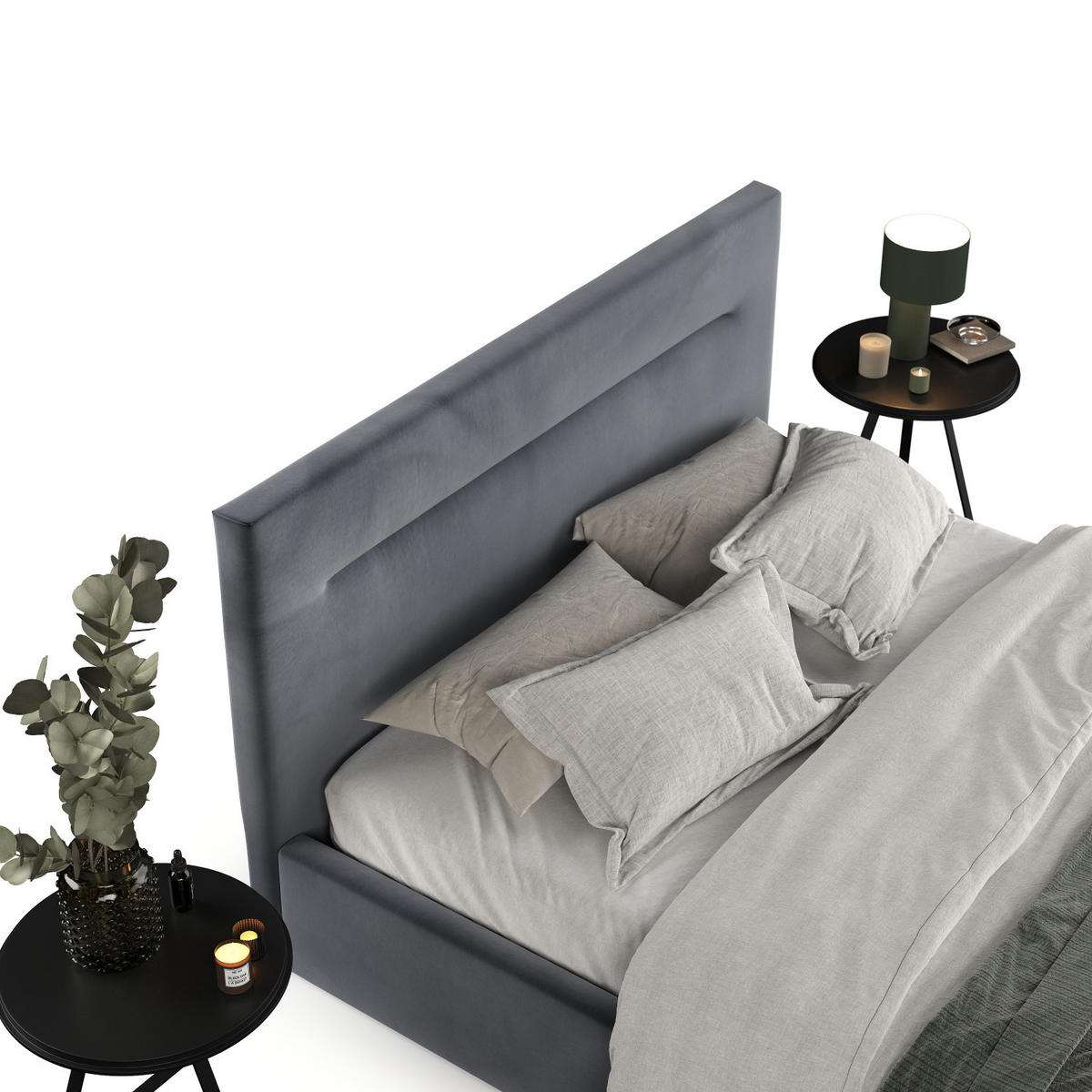 POLSTERBETT Liline 180/200 cm Dunkelgrau im Kronos Stoff - Dunkelgrau/Schwarz, Holz/Holzwerkstoff (180/200cm) - AltaBeds