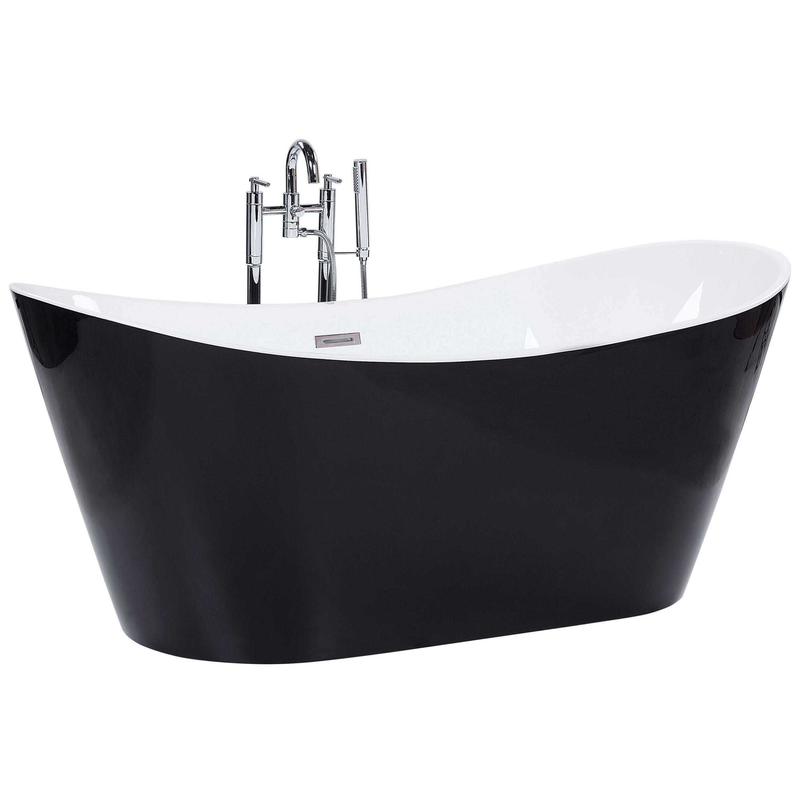 BADEWANNE FREISTEHEND 78x180x72 cm schwarz Antigua - Schwarz, Kunststoff (78/72/180cm) - Beliani