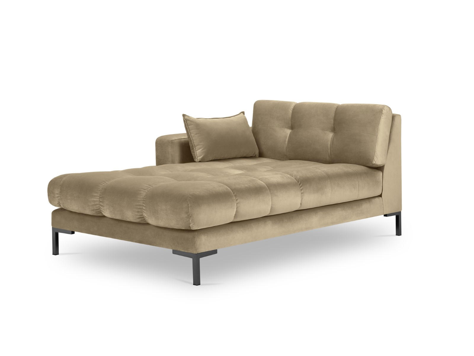 CHAISELONGUE links Mamaia aus Samt beige - Beige, Textil (102/75/185cm) - Micadoni