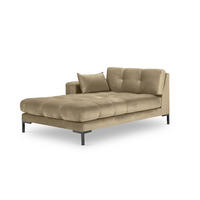 CHAISELONGUE links Mamaia aus Samt beige - Beige, Textil (102/75/185cm) - Micadoni