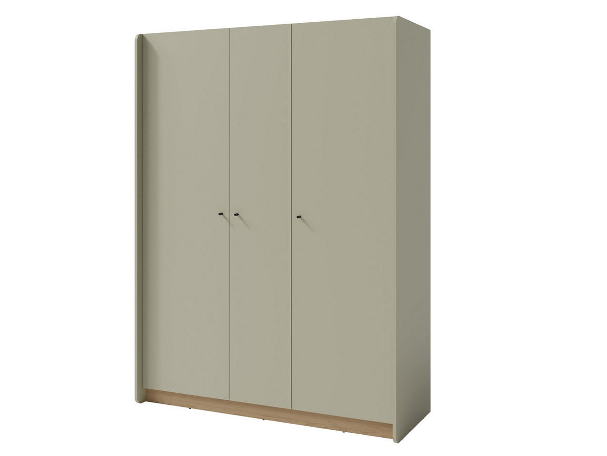 DREHTÜRENSCHRANK VETTA 145/195/52cm 3-türig Grün - Eichefarben/Grün, Holzwerkstoff (145/195/52cm) - MASSENO