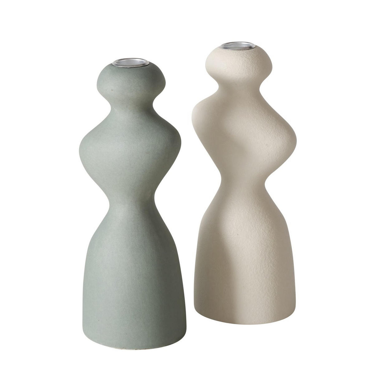 KERZENHALTER aus Keramik organische Form Morana 10/8/22 cm - Grün, Keramik (8/22/10cm) - Boltze Home