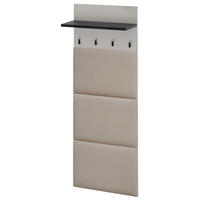 GARDEROBENPANEEL Kaschmir, schwarz 60 x 157 cm, Wandgarderobe mit Wandpolster - Kaschmir/Schwarz, Holzwerkstoff/Metall (60/157/28cm) - Inn.Furn
