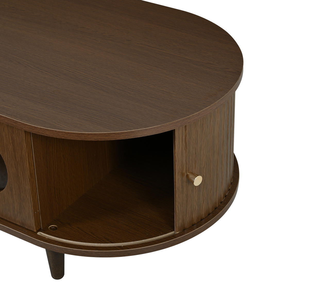 COUCHTISCH in Naturfarben Sofatisch mit Schublade und Rolltür, Sofa- und Beistelltisch mit 4 Stützbeinen, B100/T50/H36cm - Naturfarben, Glas/Holzwerkstoff (50/100/36cm) - STILVORA