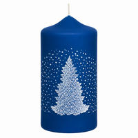 ADVENTSKERZEN Skadi in Samtlook Midnight Blue 12 x 6 cm, 4er Set - Blau, Paraffin (6/12/12cm) - Kopschitz Kerzen